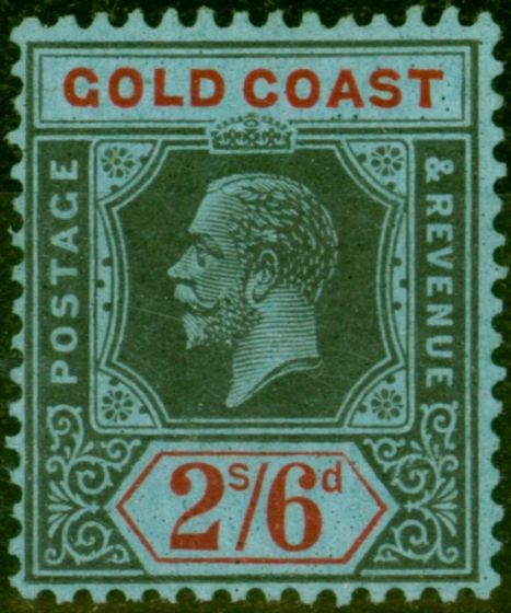 Old Postage Stamp from Gold Coast 1921 2s6d Black & Red-Blue SG81a Die II Fine & Fresh Mtd Mint