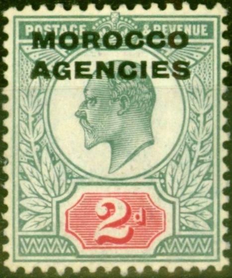 Old Postage Stamp from Morocco Agencies 1907 2d Pale Grey-Green & Carmine-Red SG33 Fine Mtd Mint