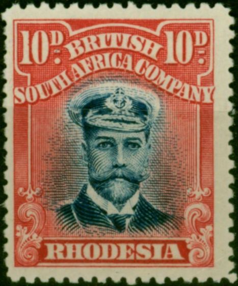 Rhodesia 1913 10d Deep Blue & Carmine-Red SG231 Die II Fine LMM (3) . King George V (1910-1936) Mint Stamps