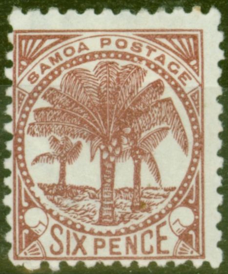 Collectible Postage Stamp from Samoa 1890 6d Brown-Lake SG46 P.12 x 11.5 Wmk 4b Fine Lightly Mtd Mint