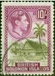 Old Postage Stamp British Solomon Islands 1942 10s Sage-Green & Magenta SG72 V.F.U