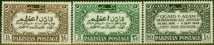 Old Postage Stamp from Pakistan 1949 Set of 3 SG52-54 Fine LMM