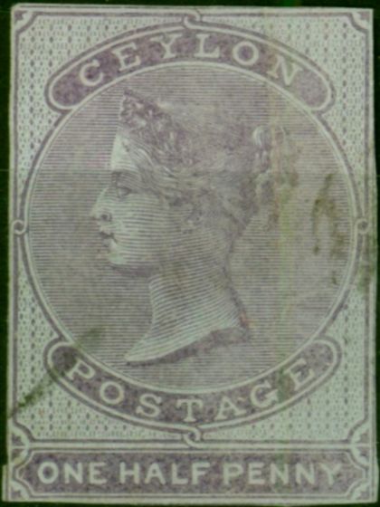 Ceylon 1857 1/2d Reddish Lilac Blued Paper SG16 Good Used  Queen Victoria (1840-1901) Valuable Stamps