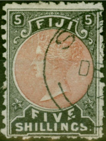 Collectible Postage Stamp Fiji 1882 5s Dull Red & Black SG69 V.F.U (2)