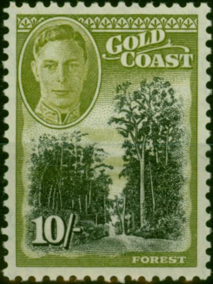 Collectible Postage Stamp Gold Coast 1948 10s Black & Sage-Green SG146 Fine LMM
