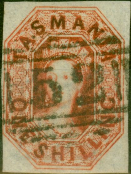Old Postage Stamp Tasmania 1858 1s Vermilion SG41 V.F.U