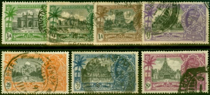 Valuable Postage Stamp from India 1935 Jubilee Set of 7 SG240-246 Fine Used