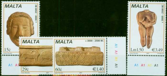 Malta 2007 Prehistoric Sculptures Set of 4 SG1515-1518 V.F.MNH  Queen Elizabeth II (1952-2022) Rare Stamps