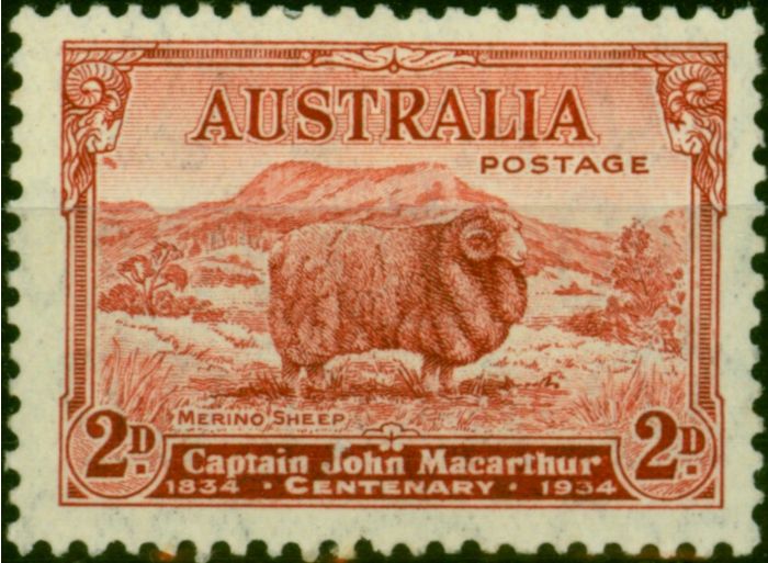 Collectible Postage Stamp Australia 1934 2d Carmine-Red SG150 Fine MM