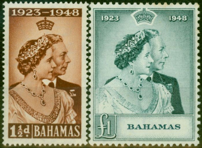 Bahamas 1948 RSW Set of 2 SG194-195 Fine LMM King George VI (1936-1952) Old Royal Silver Wedding Stamp Sets