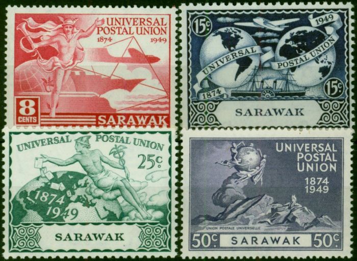 Sarawak 1949 UPU Set of 4 SG167-170 Fine & Fresh LMM . King George VI (1936-1952) Mint Stamps