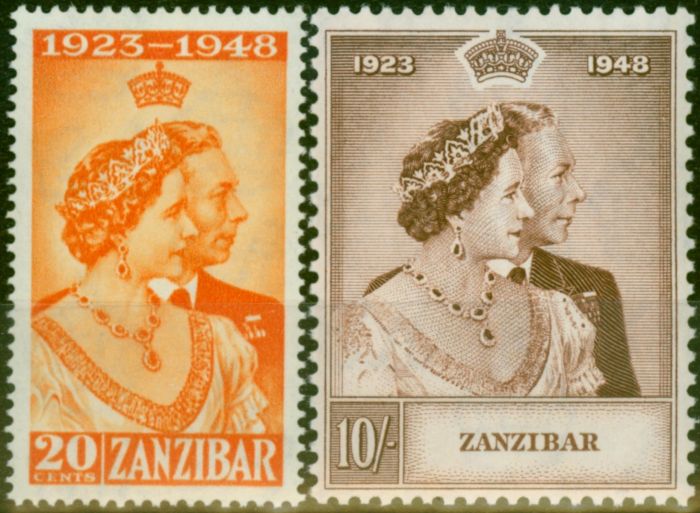 Zanzibar 1949 RSW Set of 2 SG333-334 Fine & Fresh LMM King George VI (1936-1952) Old Royal Silver Wedding Stamp Sets