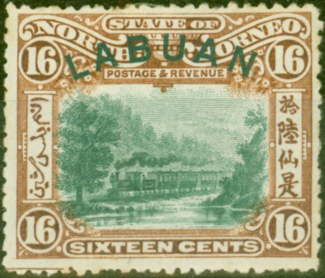 Valuable Postage Stamp from Labuan 1902 16c Green & Chestnut SG116 Good Mtd Mint