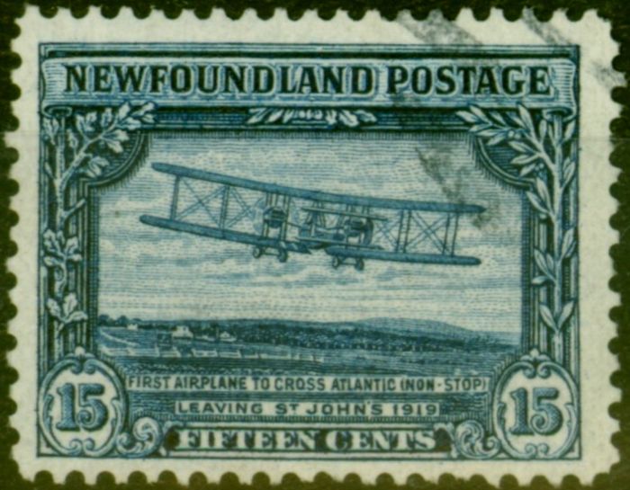 Old Postage Stamp from Newfoundland 1928 15c Dp Blue SG175 Fine Used