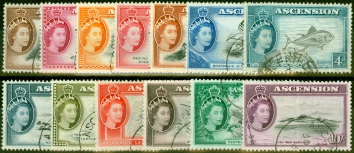 Old Postage Stamp from Ascension 1956 Set of 13 SG57-67 Very Fine Used