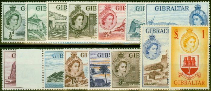 Valuable Postage Stamp from Gibraltar 1953 Set of 14 SG145-148 Fine MNH  1s Re-Entry SG154a