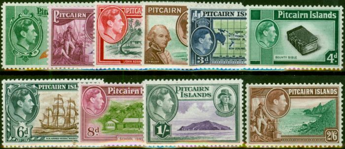Valuable Postage Stamp Pitcairn Islands 1940 Set of 10 SG1-8 Fine & Fresh LMM