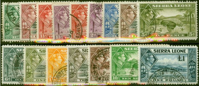 Sierra Leone 1938-44 Set of 16 SG188-200 Good Used (4) King George VI (1936-1952) Collectible Stamps