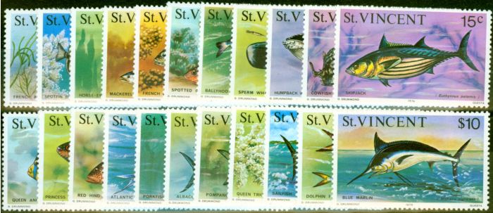Old Postage Stamp from St Vincent 1975 Marine Life Set of 22 SG422-443 V.F Very Lightly Mtd Mint