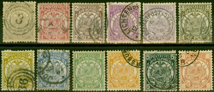 Old Postage Stamp Transvaal 1885-93 Set of 12 to 10s SG175-186 Fine Used