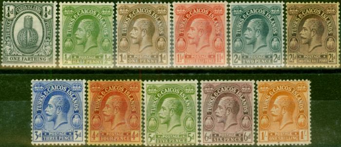 Valuable Postage Stamp Turks & Caicos Islands 1922 Set of 11 to 1s SG162-172 V.F MNH