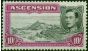 Ascension 1944 10s Black & Bright Purple SG47b P.13 V.F MNH  King George VI (1936-1952) Valuable Stamps
