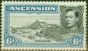 Rare Postage Stamp from Ascension 1944 6d Black & Blue SG43b P.13 V.F Lightly Mtd Mint