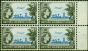 Old Postage Stamp British Solomon Islands 1956 8d Bright Blue & Black SG90 V.F MNH Block of 4