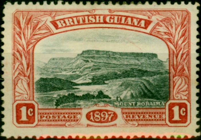 Old Postage Stamp British Guiana 1898 1c Blue-Black & Carmine-Red SG216 Good MM