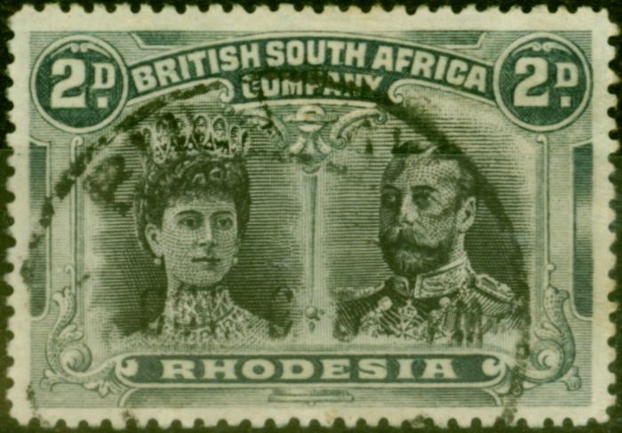 Collectible Postage Stamp from Rhodesia 1910 2d Black & Slate SG129 Fine Used Stamp