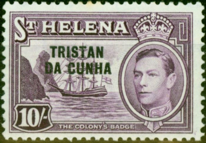 Rare Postage Stamp from St Helena 1952 10s Purple SG12 Good MNH
