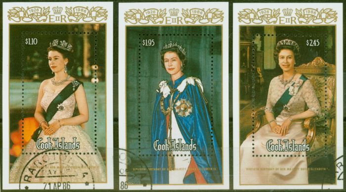 Rare Postage Stamp from Cook Islands 1986 60th Birthday QEII Mini Sheets MS1068 V.F.U