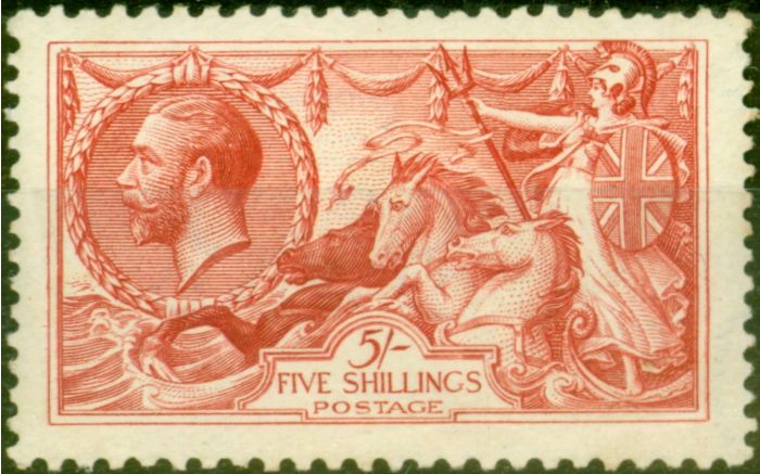 Rare Postage Stamp from GB 1919 5s Rose-Red SG416 Fine Mtd Mint