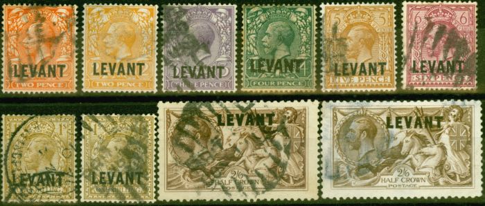 Rare Postage Stamp from British Levant Smyrna 1921 Extended Set of 10 SGL18-L24b Good to Fine Used CV £408