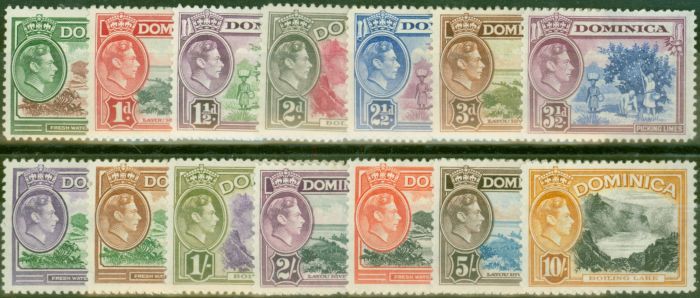 Valuable Postage Stamp from Dominica 1938-47 set of 14 SG99-108a Fine Very Lightly Mtd Mint