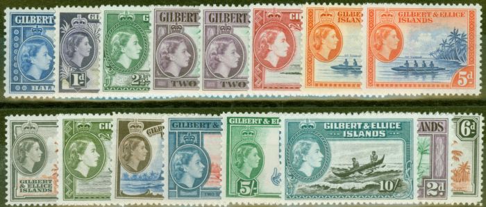 Valuable Postage Stamp from Gilbert & Ellice Is 1956-64 Extended set of 16 SG64-75, 85-86 Fine Lightly Mtd Mint