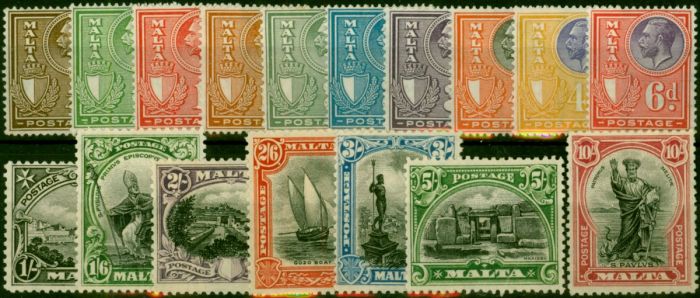 Malta 1926-27 Set of 17 SG157-172 Fine MM  King George V (1910-1936) Rare Stamps