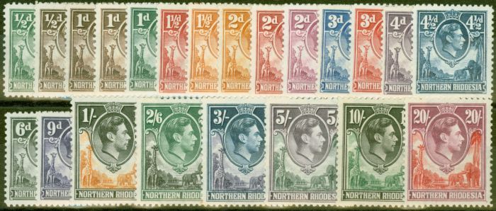 Collectible Postage Stamp from Northern Rhodesia 1938-51 set of 22 SG25-45 Fine MNH