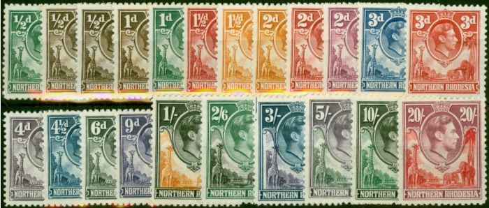 Northern Rhodesia 1938-52 Set of 22 SG25-45 Fine & Fresh LMM . King George VI (1936-1952) Mint Stamps