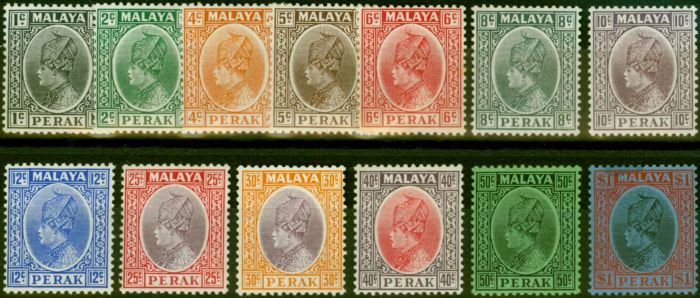Valuable Postage Stamp Perak 1935-37 Set of 13 to $1 SG88-100 Fine LMM