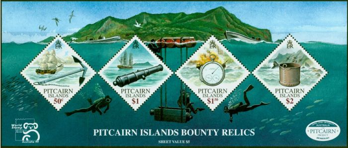 Old Postage Stamp Pitcairn Islands 1999 World Stamp Exhibition Set of 4 Mini Sheet SGMS548 V.F MNH
