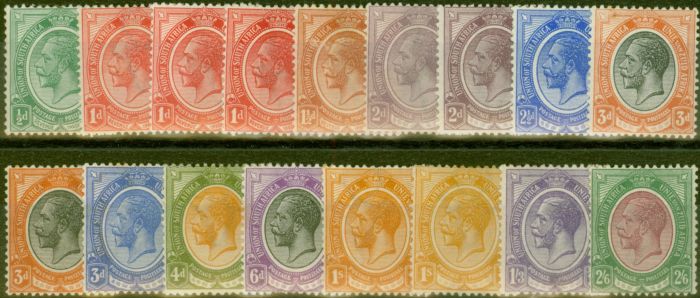 Rare Postage Stamp from South Africa 1913-22 Extended set of 17 to 2s6d SG3-14 V.F Very Lightly Mtd MInt