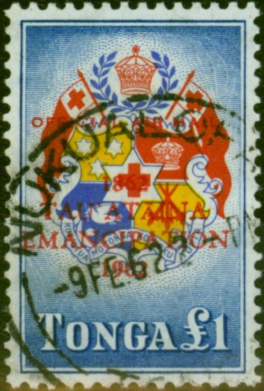 Valuable Postage Stamp Tonga 1962 £1 Yellow Scarlet & Blue SG016 Fine Used