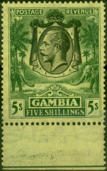 Rare Postage Stamp Gambia 1926 5s Green-Yellow SG141 Fine LMM