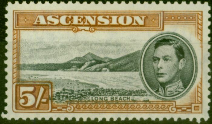 Collectible Postage Stamp Ascension 1944 5s Black & Yellow-Brown SG46a P.13 Fine VLMM