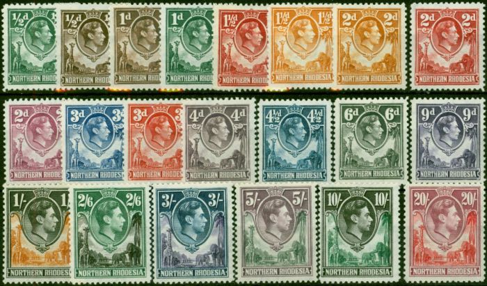 Northern Rhodesia 1938-52 Set of 21 SG25-45 V.F MNH & VLMM . King George VI (1936-1952), Queen Elizabeth II (1952-2022) Mint Stamps