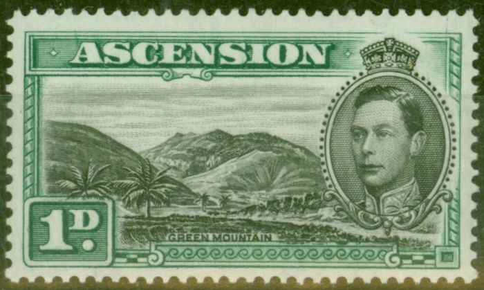 Collectible Postage Stamp from Ascension 1938 1d Black & Green SG39 Fine Lightly Mtd Mint