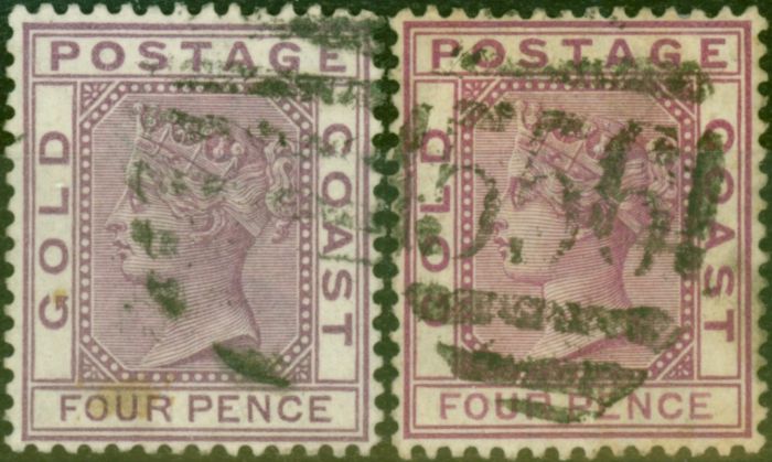 Collectible Postage Stamp from Gold Coast 1885 4d Dp Mauve & Rosy Mauve SG16 & SG16a Fine Used