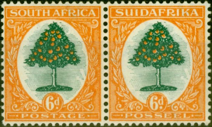 Rare Postage Stamp from South Africa 1926 6d Green & Orange SG32 Fine Lightly Mtd Mint Stamp