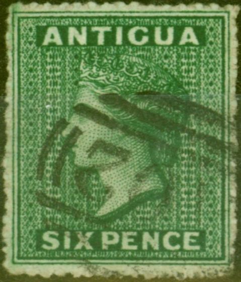 Valuable Postage Stamp from Antigua 1863 6d Dark Green SG9 Fine Used